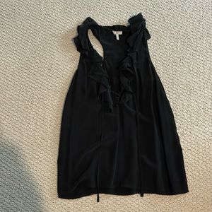 Black joie silk ruffle front racer back XS